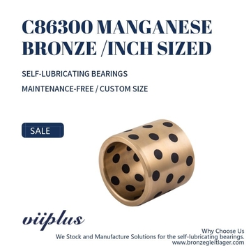 C86300 Manganese Bronze Bushings Inch Sized Graphite Plugged Sleeve | 1” ID x 1-1/2” OD x 2” Long